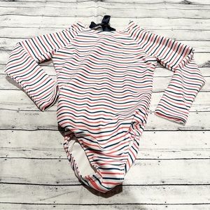 Minnow Girls | Rash Guard Red White & Blue Striped One Piece